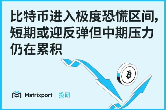Matrixport投研:比特币进入极度恐慌区间,短期或迎反弹但中期压力仍在累积